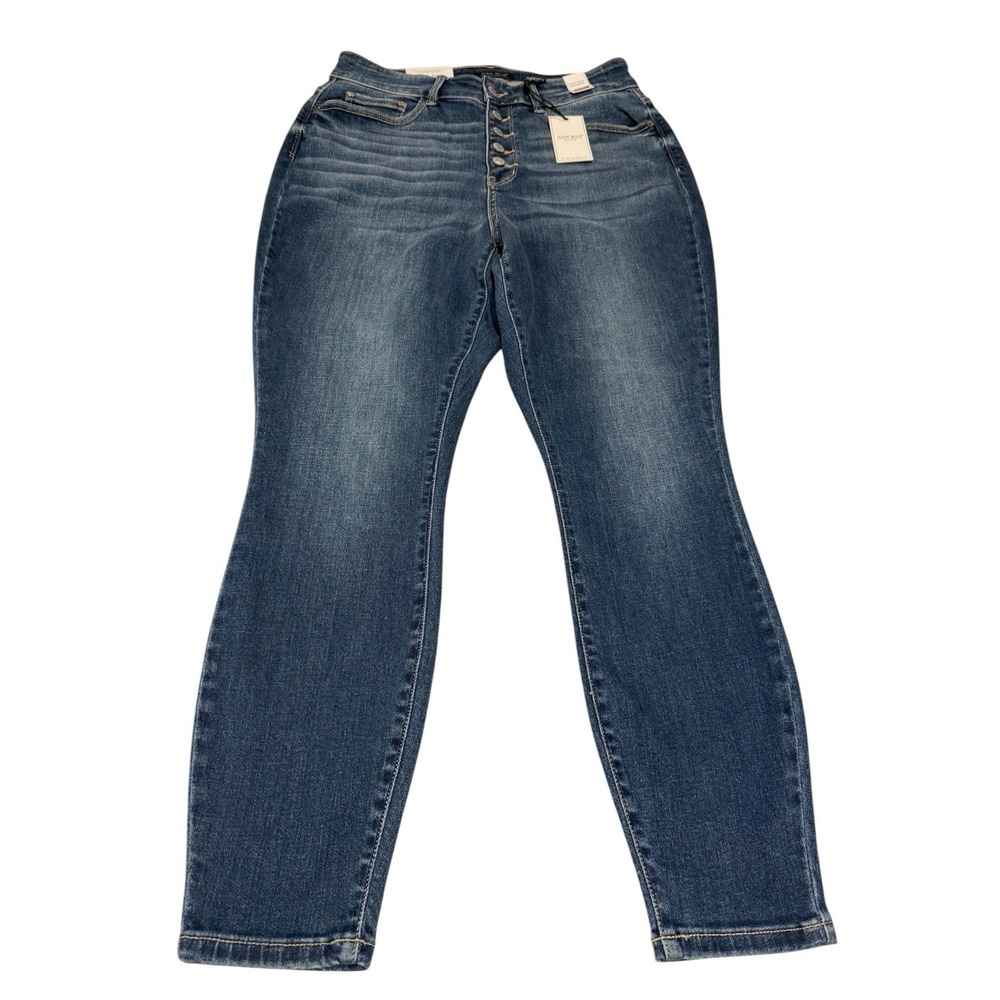 Judy Blue Jeans Womens 14W Blue Denim Skinny Fit High Waisted Button Fly NWT
